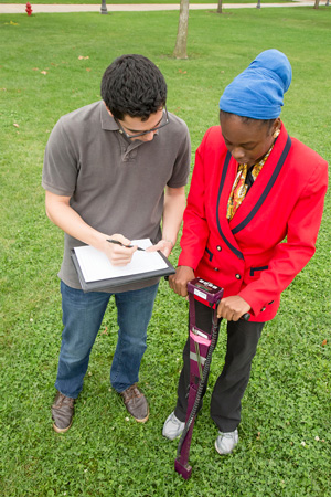 Students testing soil.